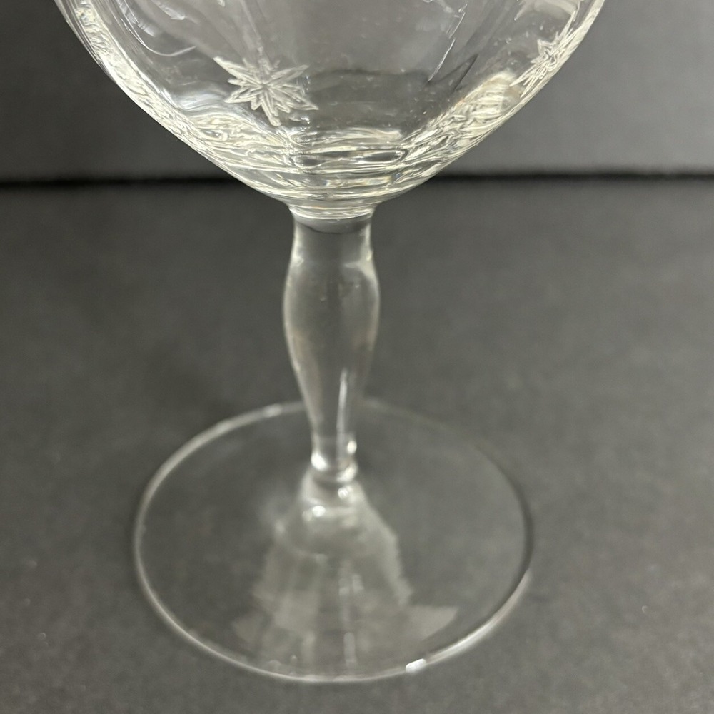 2 Franciscan Tiffin Needle Etch Wine Glasses Optic Chain Stars & Stripes Design - Picture 4 of 7